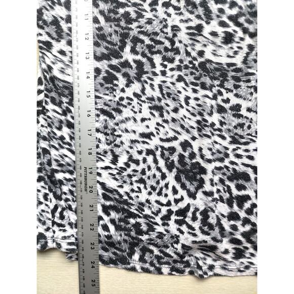 TOP/BLOUSE-BEBE-Black White Gray-Animal Print-Front Lace Up-Long Sleeves-LRG - Picture 12 of 15